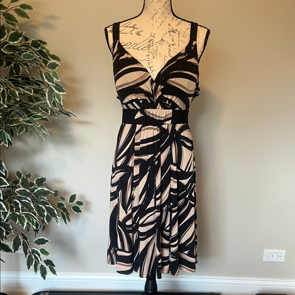 R&K Originals Vintage Elegant Black & Cream Midi Dress – Size 18